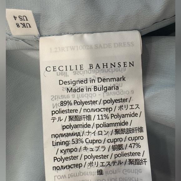 CECILIE BAHNSEN Sade Jacquard Cut Out Midi Dress in Mist Blue - Picture 13 of 14